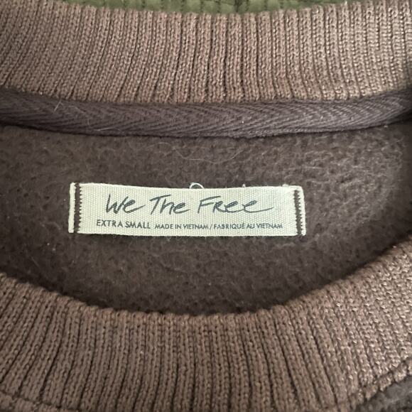 Free People Women's XS We The Free Cozy Camden Sweatshirt Sherpa Brown Oversize - Picture 7 of 7